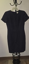 Ann Taylor Black Classic Dress Button Back Pure Wool Size 6 picture