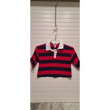 RSQ Womens Striped Red/Blue Crop Polo Size XS picture