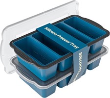 Silicone Freezer Tray With Lid, 8 Large 1 Cup Soup Freezer Molds, Soup Freezer C picture
