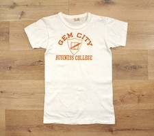 Men's VTG 40s 50s Gem City College White TShirt Sz XS T-shirt 1940s 1960s picture
