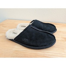 UGG Scuff Suede Slippers Black Sheepskin Lining Mens 8 1101111 picture