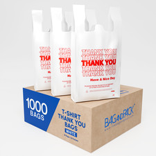 Thank You Plastic T-Shirt Bags 11.5x6.5x21 for Grocery Retail Shopping Carry Out picture