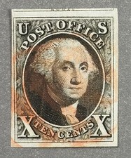 ZVA US Stamp #2 Nice Margins all around, Red Cancel CV $850 (331S9) picture