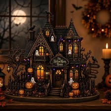 Personalized Halloween Haunted House Wooden Block picture