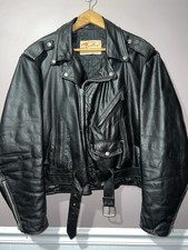 VINTAGE EXCELLED LEATHER JACKET PERFECTO STYLE BIKER MOTO made in USA sz 44  picture