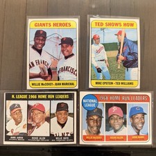 Vtg 1967 1969 Topps Baseball Card Lot (4) HOF Aaron Mays Banks Williams Mccovey picture