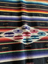 Authentic Stunning Saltillo Blanket Runner Rug Finely Woven Wool 39x19 Vtg 1940s picture