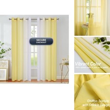 Purainbow Yellow Ombre Sheer Curtains 95 Inch Long Bedroom Grommet 2 Panels picture