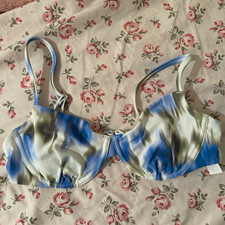 Abercrombie & Fitch Underwired Tie Dye Bikini Swim Top M Blue/White picture