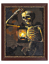 Framed Portrait Painting Holding Lantern Halloween picture