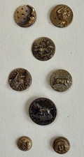Lot 8 Antique Victorian Picture Buttons Fables Hunting Celestial Buster Brown picture