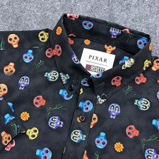 RSVLTS Disney Pixar Coco Shirt Adult Large Black Calavera KUNUFLEX Button Down picture
