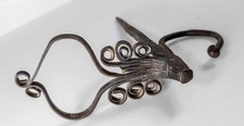 Antique 18/19th C. Handwrought Blacksmith Made Hanging Betty Lamp Hook Spike picture