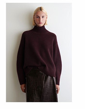 COS 100% Cashmere Turtleneck Sweater XS Burgundy picture