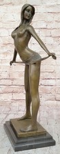 ART DECO BRONZE STANDING FEMALE NUDE FIGURINE SIGNED ITALIAN ARTIST ALDO VITALEH picture