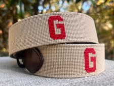 UGA Needlepoint Belt - Georgia Bulldogs - Khaki and Red picture