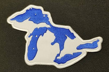 Michigan Great Lakes Embroidered Patch State Outline Blue White approx. 3x4.75