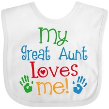 Inktastic My Great Aunt Loves Me Baby Bib Boys Girls Clothing Infant picture