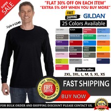 Gildan G540 Mens Heavy Cotton Preshrunk Tshirt Crew Neck Long Sleeve T-Shirt picture