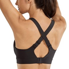 SYROKAN Women's High Impact Padded Sports Bra Underwire Racerback Black 34DD picture