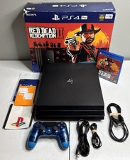 Sony PS4 Pro 1TB Red Dead Redemption II Bundle Boxed Blue Controller Tested picture