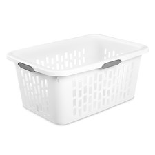 Large Plastic 2 Bushel Laundry Basket with 4 Comfort Grip Handles, White picture