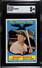 1959 TOPPS BASEBALL #564 MICKEY MANTLE ALL-STAR SGC 5 EX HOF HIGH NUMBER picture