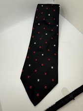 Vintage Sulka Silk Tie Black Red Silver Geometric Foulard Taffys St Armands picture