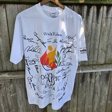 Vintage 1996 Olympics Atlanta Aid Signature Print Michael Jordan T Shirt L/XL picture