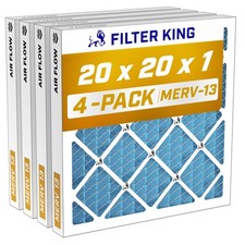 Filter King 20x20x1 Air Filter MERV 13, AC Furnace Filters (4-Pack) picture