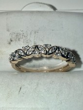 ESTATE Solid 10K Gold Round-Cut Natural Diamond Band Ring Size 6.75 picture