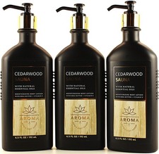 QTY 3 - Bath & Body Works Aroma CEDARWOOD SAUNA Body Lotion Moisturizer 6.5oz picture