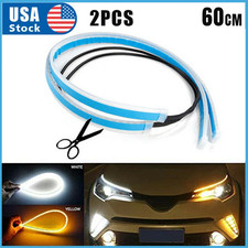 2PC 60CM LED DRL Light Amber Sequential Flexible Turn Signal Strip for Headlight picture