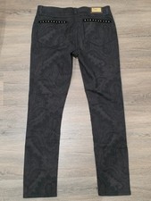 Etro jeans black paisley denim pants, low rise, velvet studded trim, 28 picture