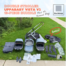 UPPAbaby Vista V2 Gregory 13pc Double Stroller RumbleSeat Bassinet picture