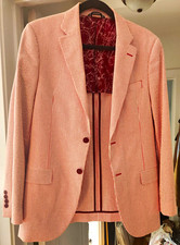 Nautica Men’s Modern-Fit Stretch Stripe Seersucker Sport Coat Red 36R picture