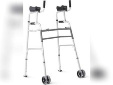 Medline Upright Walker with 5” Dual Wheels, Forearm Armrests 300 lb capacity picture