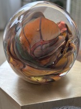 Hal David Berger 2002 Art Glass Paperweight Signed Pristine Earth Tone Swirl Std picture
