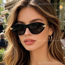 Bottega Veneta Knot BV1390S Cat Eye Sunglasses for Women Black Gold Authentic picture