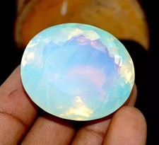AAA 75.85 Ct Natural Bluish White Opal Certified Oval  Unheated Loose Gemstone picture