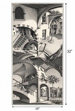 M.C. Escher Licensed Print Up and Down 32 X 19” CM picture