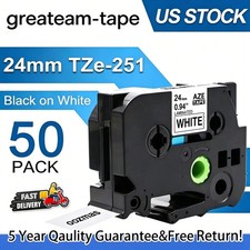50PK 24mm Tz-251 TZe-251 Black on White Label Tape For Brother P-touch PT2730 picture