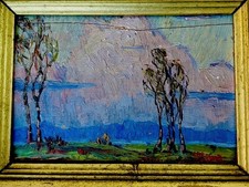 Charles Ragland Bunnell Modernist/American Regionalist Oil on Wood Signed ANTQ picture
