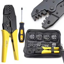 Electrical Insulated Terminals Crimping Tool Kit Ratchet Wire Crimper w/ 8 Dies picture