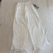 Future Collective White Viscose Embroidered Pants W/interior Liner picture