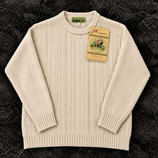 Vintage Elk Casuals Cable Knit Sweater Cream NWT Deadstock San Francisco picture