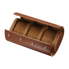 Leather Watch Travel Case for Men Women Watch Holding, 3 Slot, Brown picture