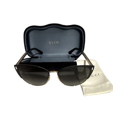 Gucci Women’s Cat Eye Sunglasses Black Metal Frame Gray Gradient + Case/Cloth picture