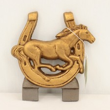 VTG Midwest of Cannon Falls Cast Iron Horse Horseshoe Door Knocker Topper NOS picture