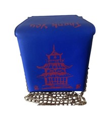 Hello 3aM FOREVER Blue Chinese Take Out Box Handbag Purse Crossbody NWT picture